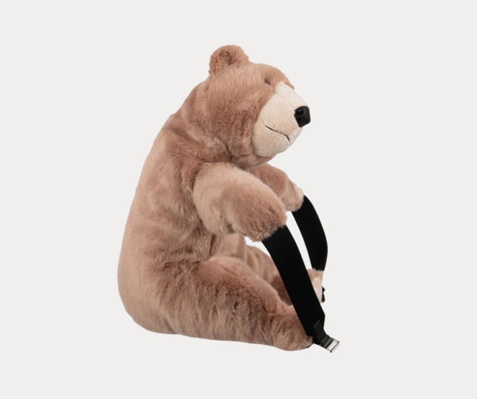 DOLCE & GABBANA Unisex Faux Fur Plush Bear Toy Backpack Bag Beige Rose 09774